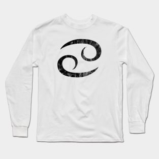 Cancer Zodiac Horoscope in Distressed Black Design Long Sleeve T-Shirt